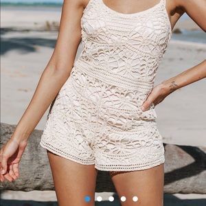 Boho crochet shorts romper